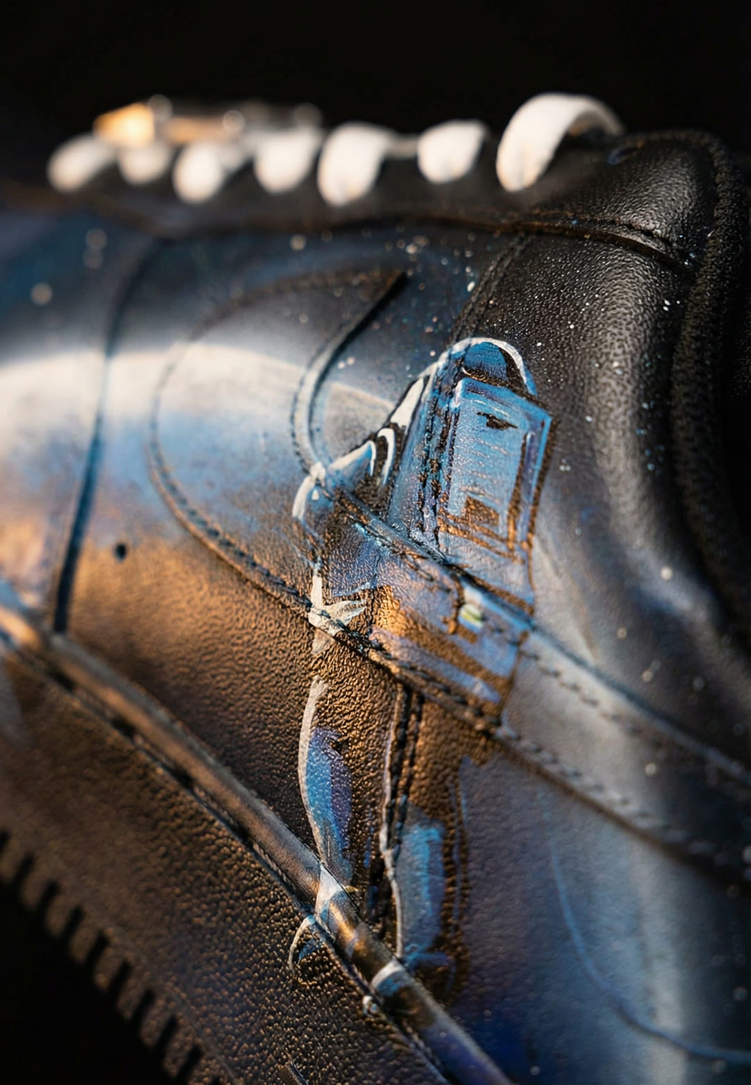 Leather and Painting Details Space Odyssey Moon