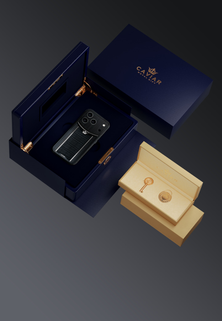 Interactive packaging. The Caviar key features 999 fine gold plating. Caviar collectible coin. Insignia