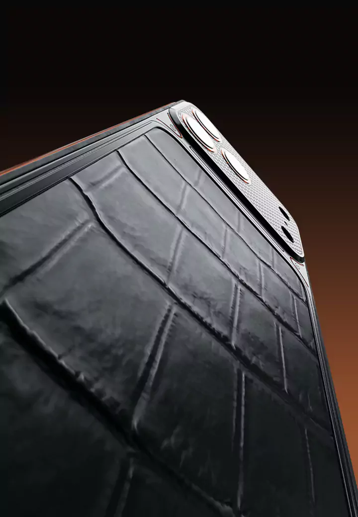 Natural Leather Black Orange