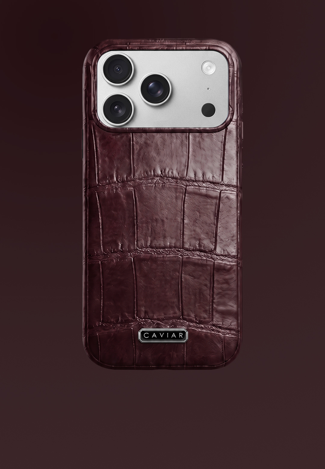 Case with a silver body Burgundy